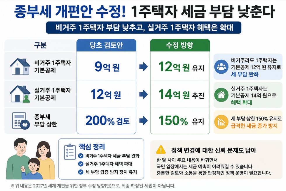 비거주 1주택자 종부세 부담 확대, 한 달 만에 전격 수정 비거주 1주택자 종부세 부담 확대, 한 달 만에 전격 수정
