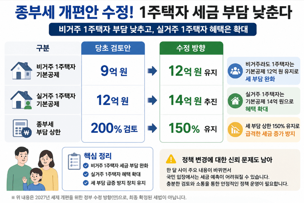 비거주 1주택자 종부세 부담 확대, 한 달 만에 전격 수정 비거주 1주택자 종부세 부담 확대, 한 달 만에 전격 수정